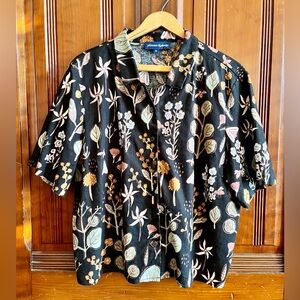 Botanical Native cotton linen blouse - acacia, eucalyptus, moth